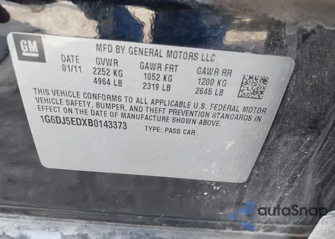 2011 Cadillac Cts Standard from USA, damaged, VIN 1G6DJ5EDXB0143373